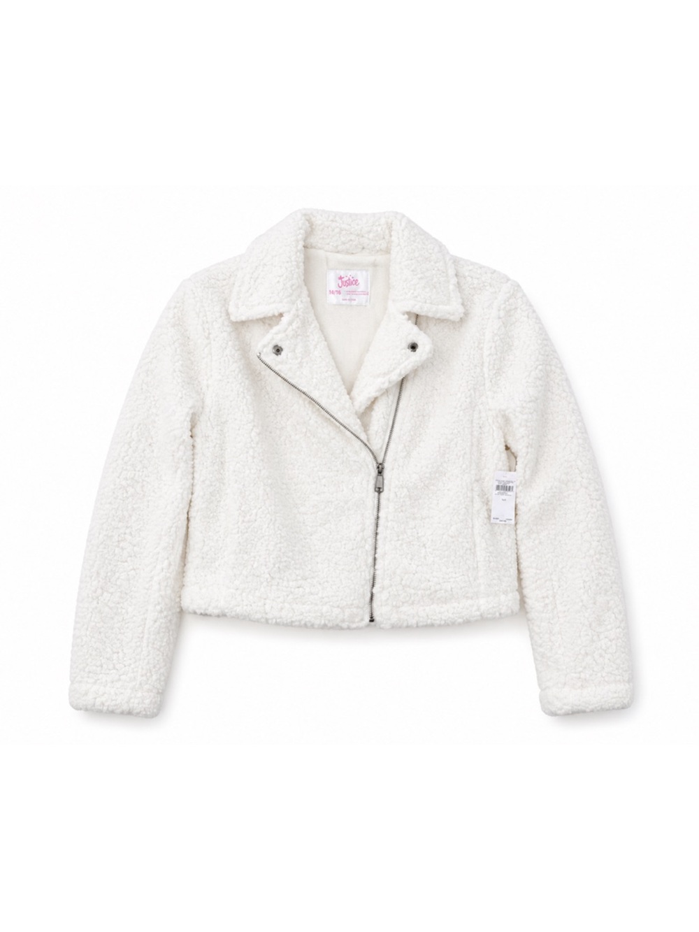 JUSTICE BRAND girls Sherpa motorcycle zipper jacket